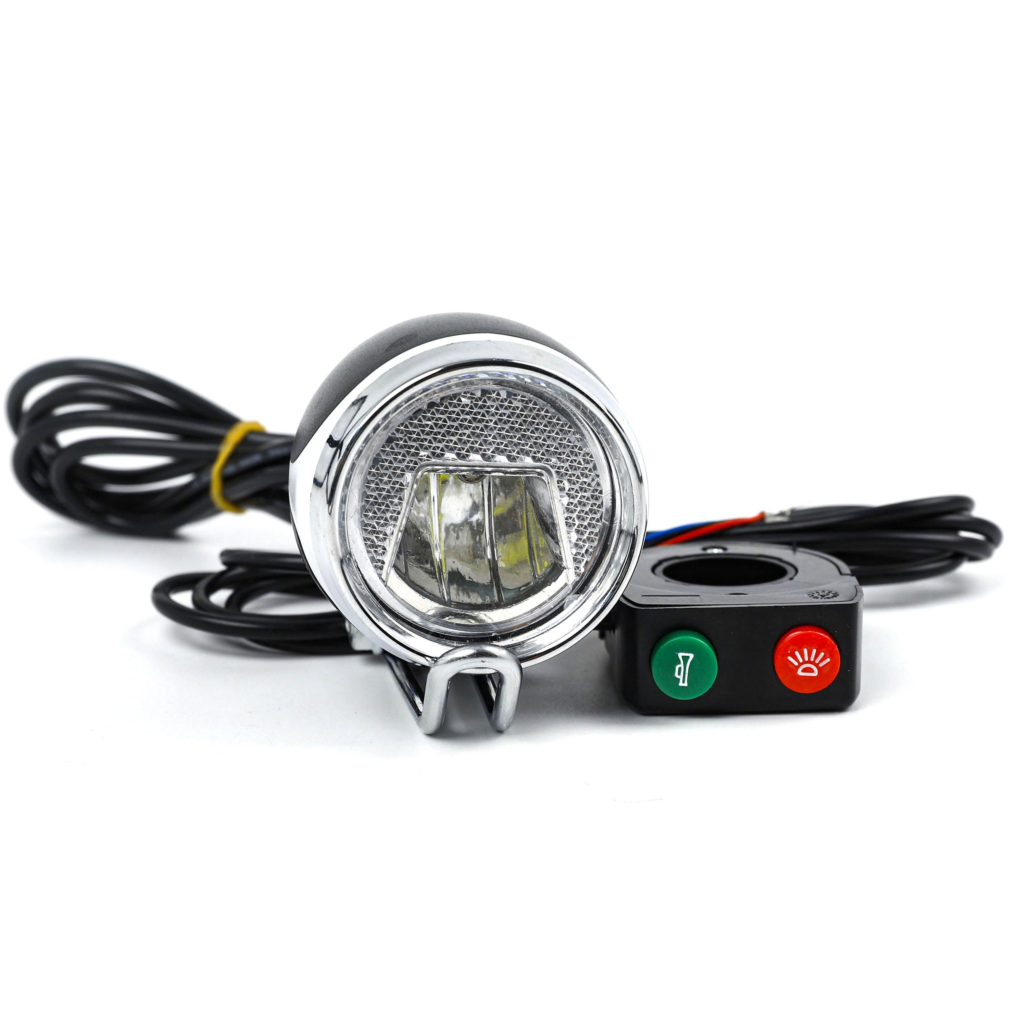 希洛普电动滑板车灯折叠自行车前大灯带喇叭12v-80v通用led