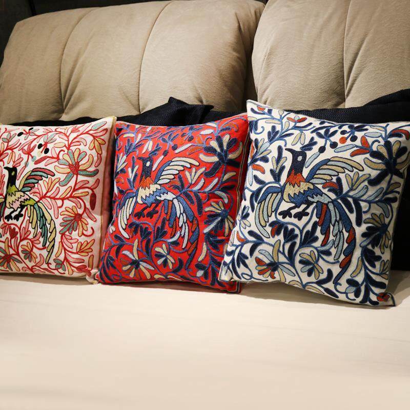 刺绣抱枕靠垫床头靠背民族风靠枕沙发靠垫套抱枕套棉麻抱枕午睡