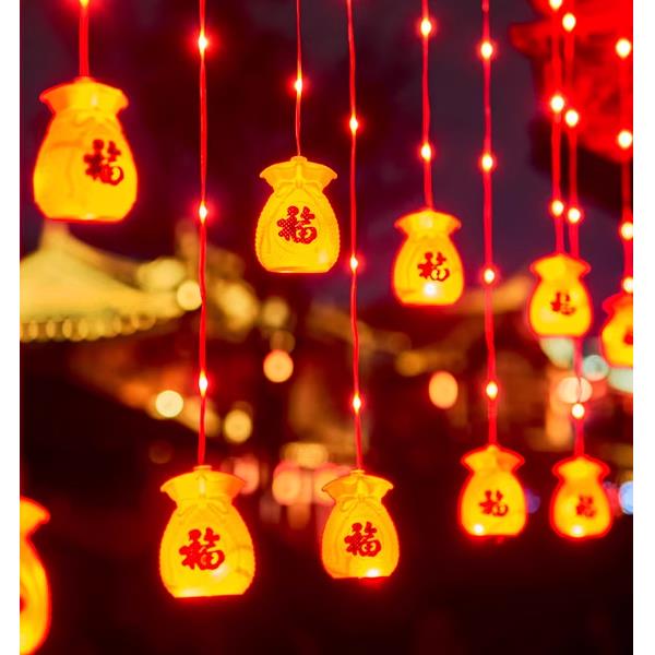 2025新年款太阳能红灯笼户外庭院灯元宵阳台春节氛围装饰福字灯串