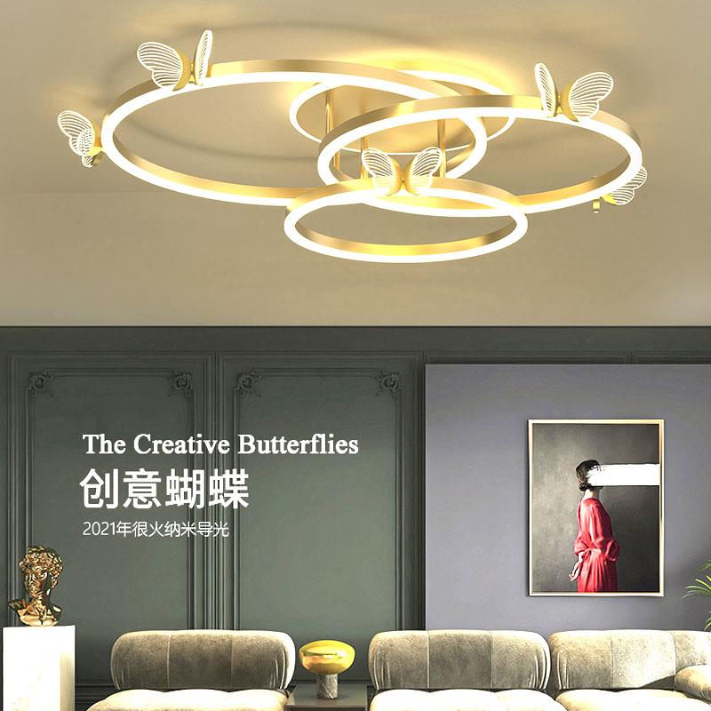 客厅灯吸顶灯现代简约圆环大厅主灯北欧轻奢设计师蝴蝶餐厅卧室灯