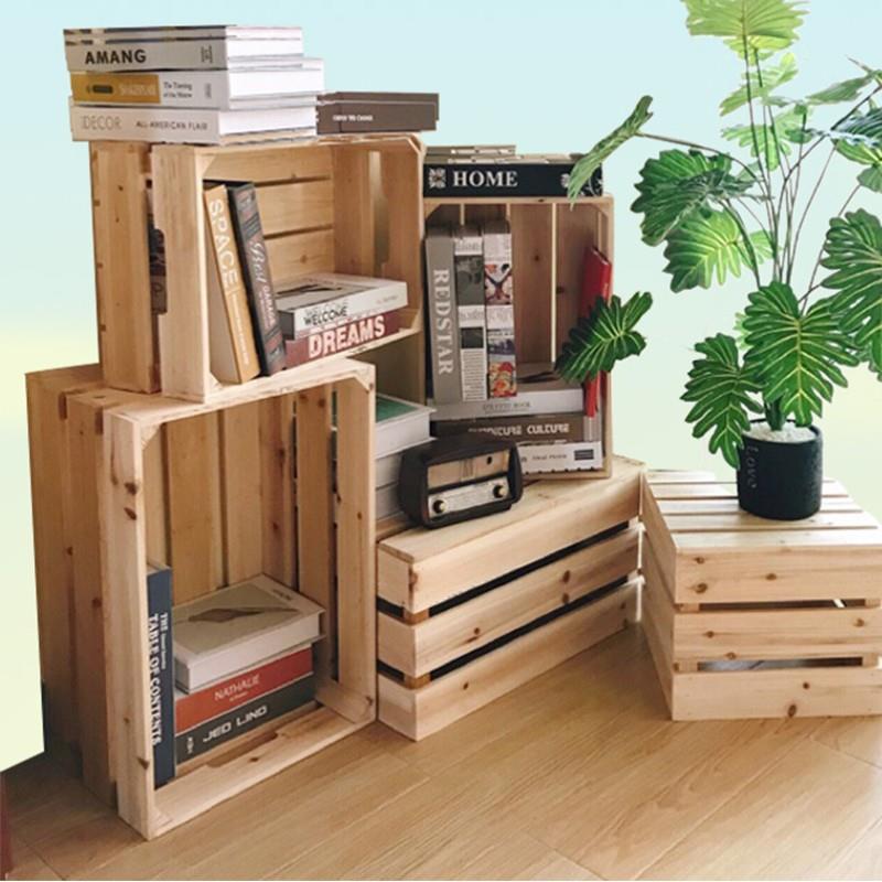 木框箱置物木箱定制水果筐超市装饰复古陈列木箱储物实木收纳箱