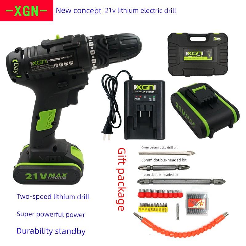 Xgn新概念锂电钻手钻21V可充电手钻手钻锂电池充电器一个医生开关