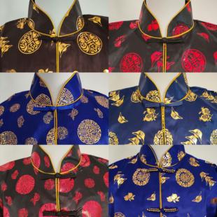 寿衣男士 单衣全套殡葬用品老人冲喜白事丧葬年轻烫金寿服 罩衣罩裤