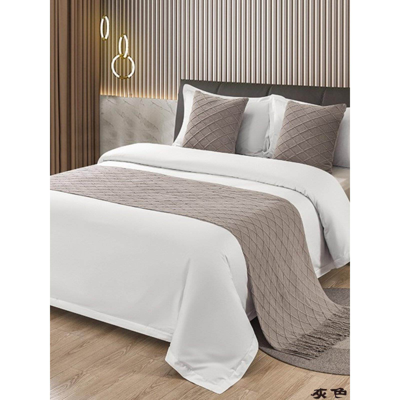 现代简约轻奢民宿宾馆酒店床旗床尾巾纯色床上用品客房床尾搭巾,床上用品,床盖,淘宝优惠券,粉丝福利购,淘宝优惠卷