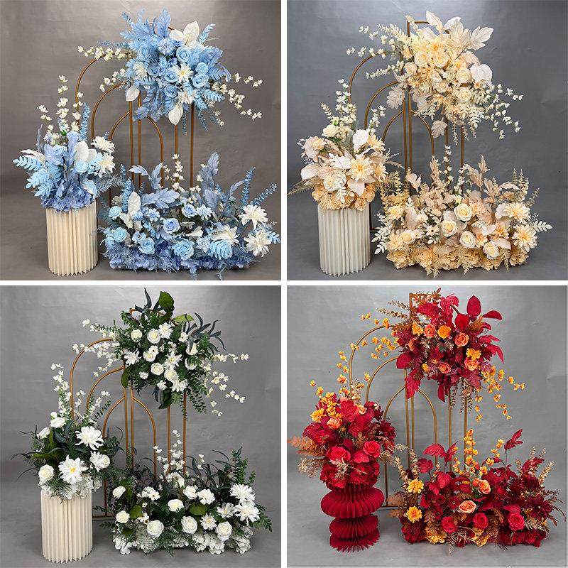 婚庆路引花排彷真花婚礼现场布置地排花舞台背景挂花迎宾区装饰花