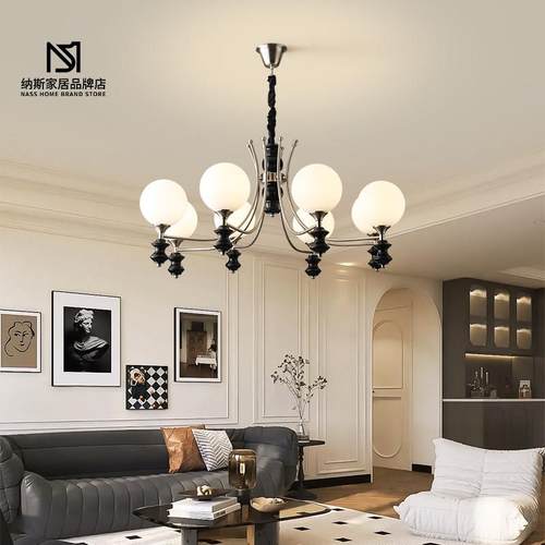 法式中古客厅吊灯侘寂风黑色复古餐厅设计师魔豆卧室书房吸顶吊灯