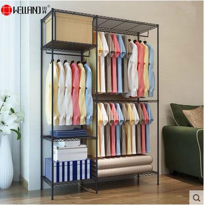 川井金属简易衣柜 碳钢布衣柜 加固组合钢架衣柜 牛津布组装衣橱