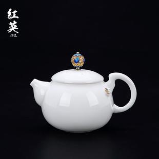 泡茶壶羊脂玉白瓷单壶三才盖碗茶杯 景德镇陶瓷器功夫茶具家用套装