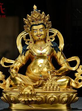 黄财神铜像桌面台湾铜全鎏金雕花五行财神铜佛像摆件