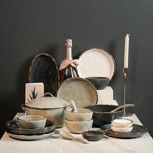 碗碟套装 乔迁新居碗筷盘 家用2024新款 餐具轻奢高级感陶瓷碗具日式