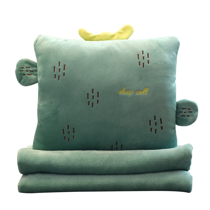 抱枕被子两用珊瑚绒可爱午睡办公室汽车载多功能抱枕毯子三二合一