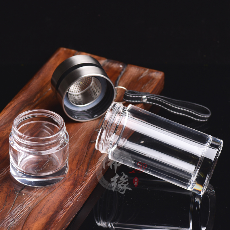 原矿石材天然白水晶茶水分离杯泡茶杯便携过滤杯个人专用神器新款