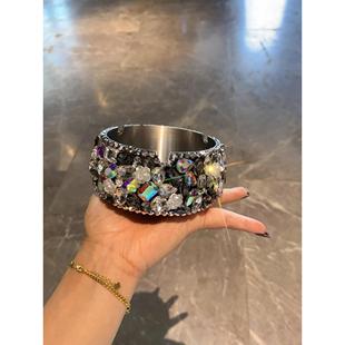 潮流烟灰缸奢华镶钻不锈钢烟缸客厅办公室家用高级感桌面装 时尚 饰