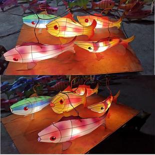 3D海洋鲤鱼卡通装饰灯笼酒馆夜风景区定制户外园林彩花灯会亮化吊