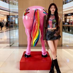 马年吉祥物拍马屁雕塑网红墙风景区商场拍照打卡互动装置落地大摆
