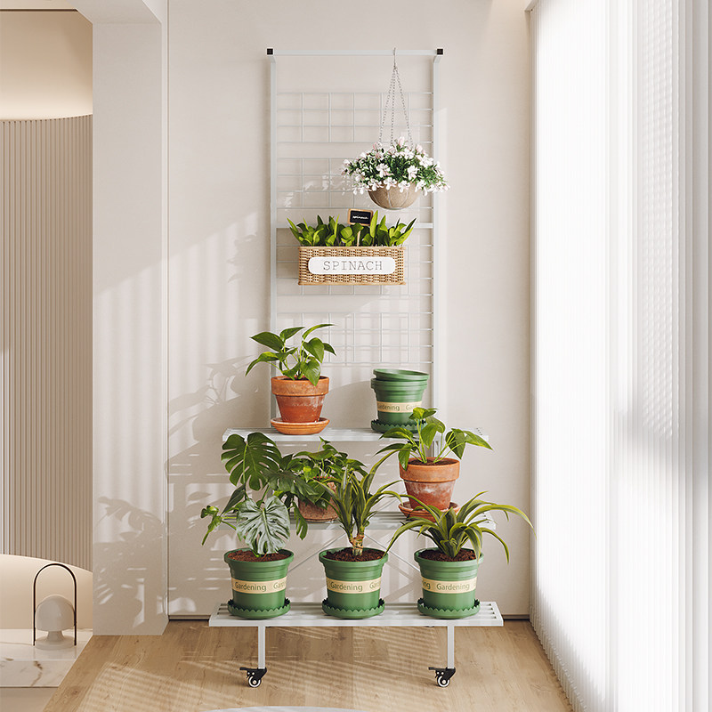 户外铁艺阶梯花架爬藤架室内阳台落地式可移动带轮多肉绿萝置物架,住宅家具,花架/花几,淘宝优惠券,粉丝福利购,淘宝优惠卷