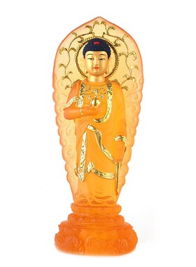 佛像摆件南无阿弥陀佛琉璃三宝佛药师佛如来佛祖站立禅意玄关装饰