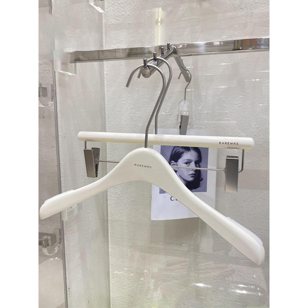 服装店奶白色女装衣架榉木米白衣挂ins网红衣撑高档防滑裤夹定制