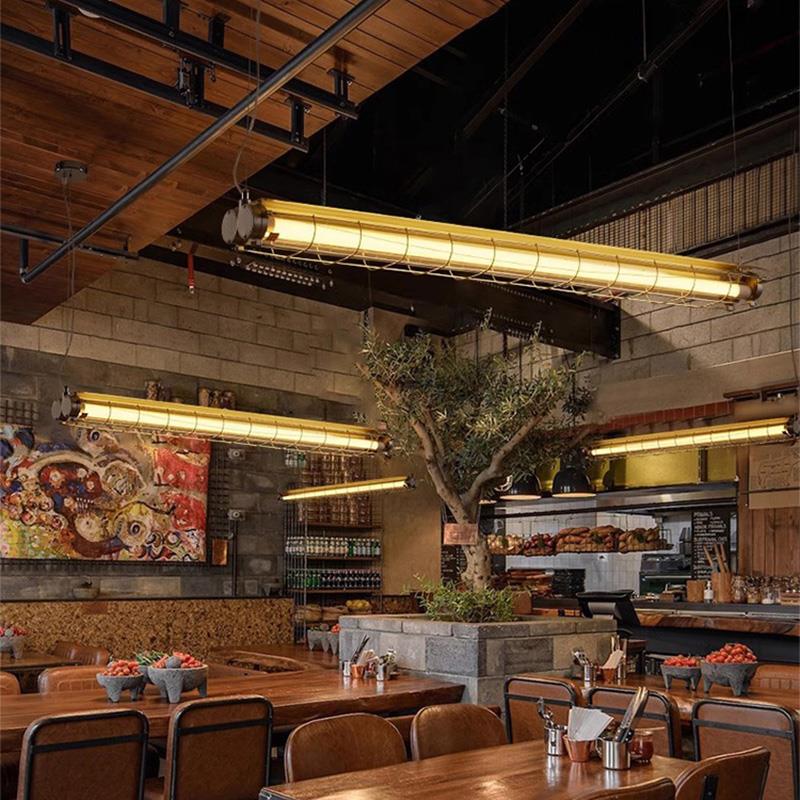 饭厅长条吊灯收银前台吧台灯工作室民宿网咖暖光装饰餐饮店一字灯