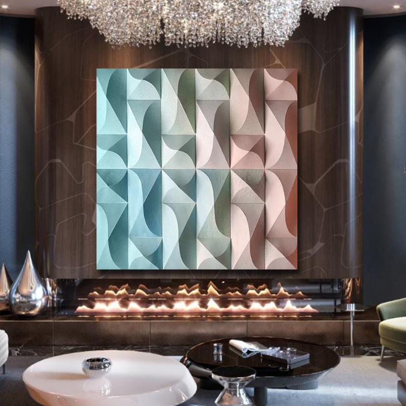 现代装饰画木雕立体实物装置酒店饭厅客厅沙发背景墙渐层肌理挂画