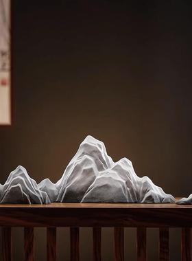 新中式陶瓷假山摆件现代家居玄关客厅超市陈列微景观造景软装饰品