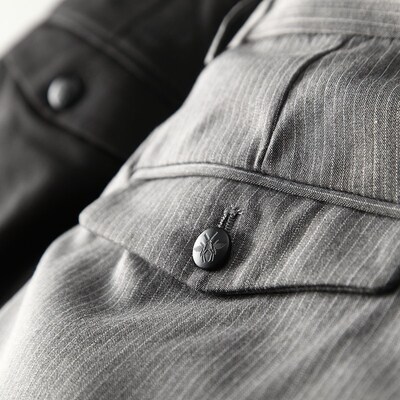 御寒裤寒冬商务男装西裤版型直筒羽绒裤竖条纹显瘦微弹外穿羽绒裤