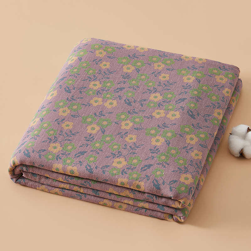 复古全棉色织提花双层纱床单单件A类纯棉纱布ab面单人双人床床罩