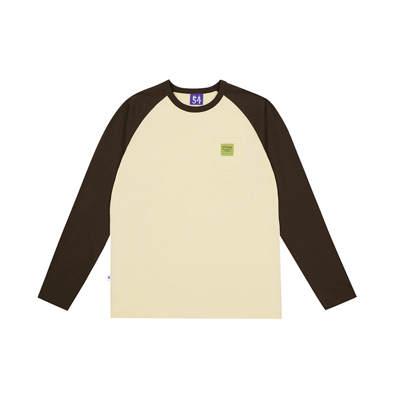 54YS 拼色基础圆领国潮长袖情侣男卫衣春秋款薄