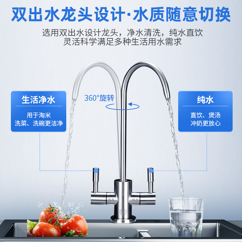 净健600G净水器ro反渗透家用直饮厨房自来水过滤器通用滤芯净水机
