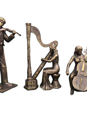 设计定制欧式西方人物拉大提琴雕像弹坚琴敲架子鼓音乐雕塑摆件