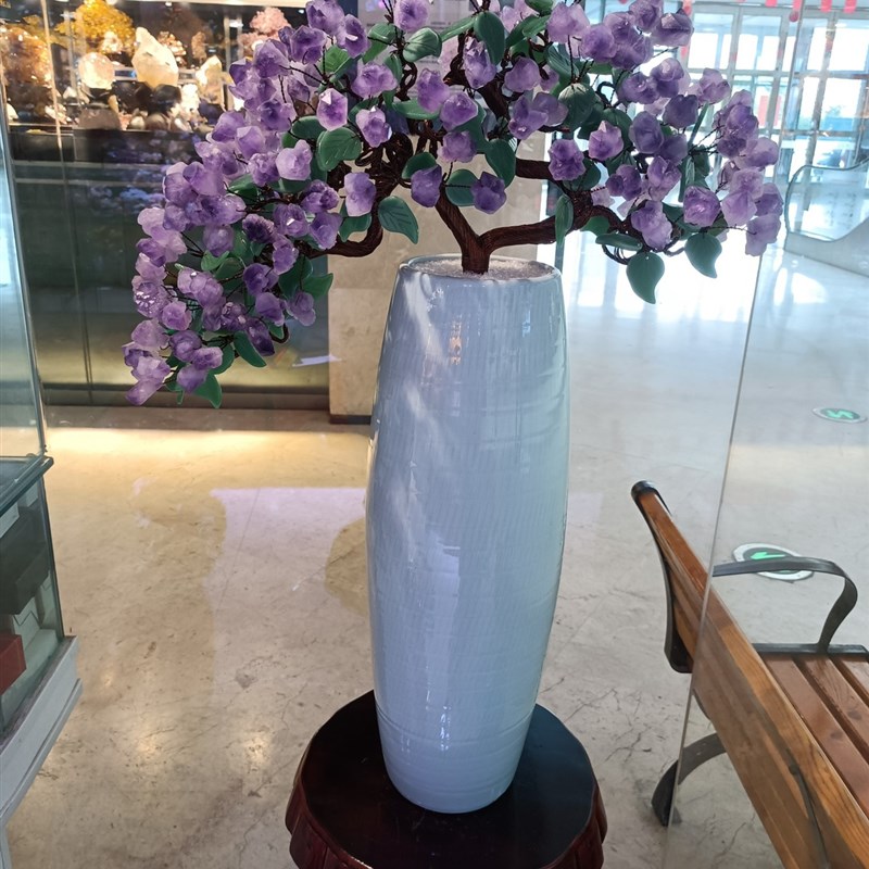 天然紫水晶大号落地摆件客厅酒柜玄关装饰开业乔迁新居结婚送礼品