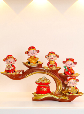 国潮财神爷小摆件家用客厅酒柜玄关电视柜装饰品乔迁新居高档礼品