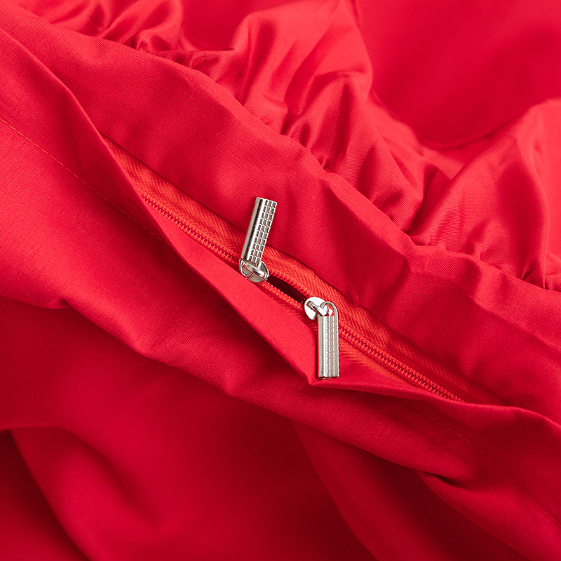 中式婚庆大红色碳素磨毛牀单牀笠款四件套结婚牀上用品嫁娶双人喜