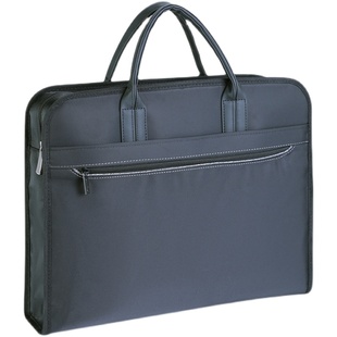 牛津布文件包手提商务男双层收纳文件袋大容量拉链会议定制公文包