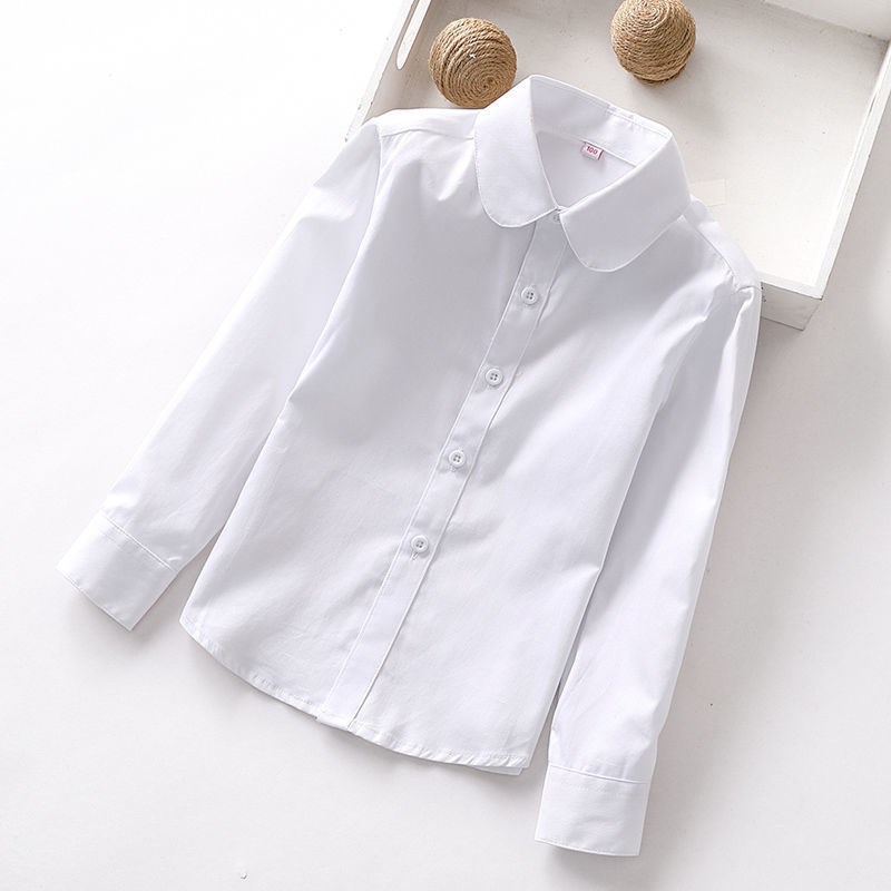 纯棉免烫儿童白衬衫长短袖表演服中小学生校服男女童衬衣主持礼服
