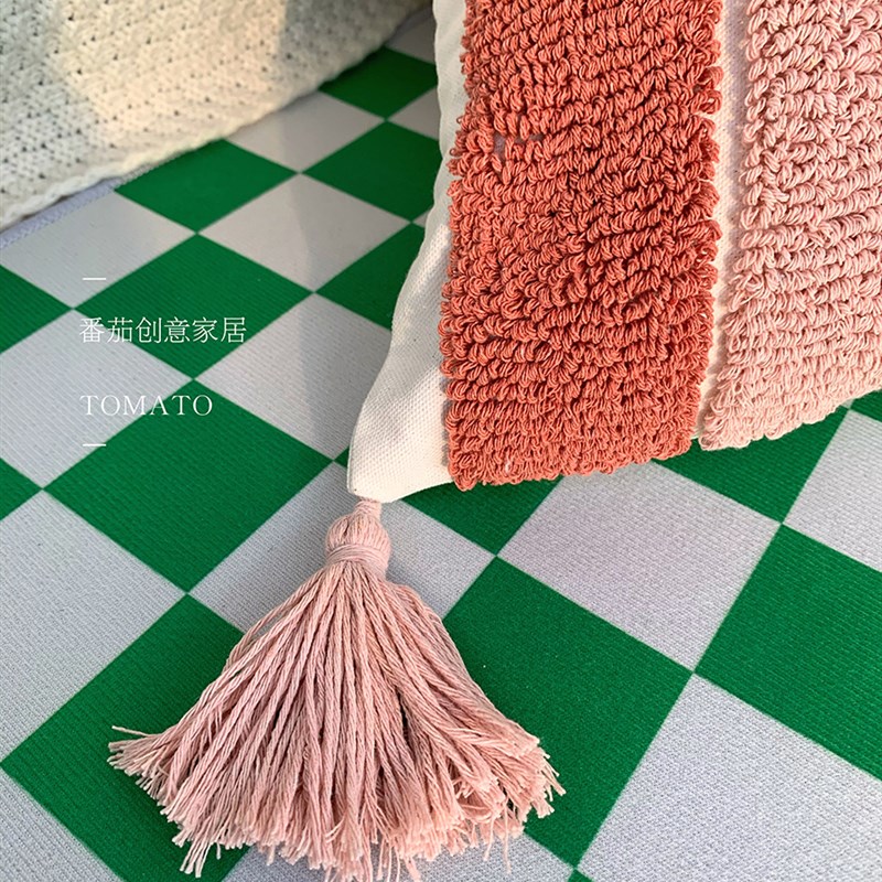 北欧侘寂风簇绒抱枕抱枕套客厅沙发靠枕样板间床头民宿高级感靠垫