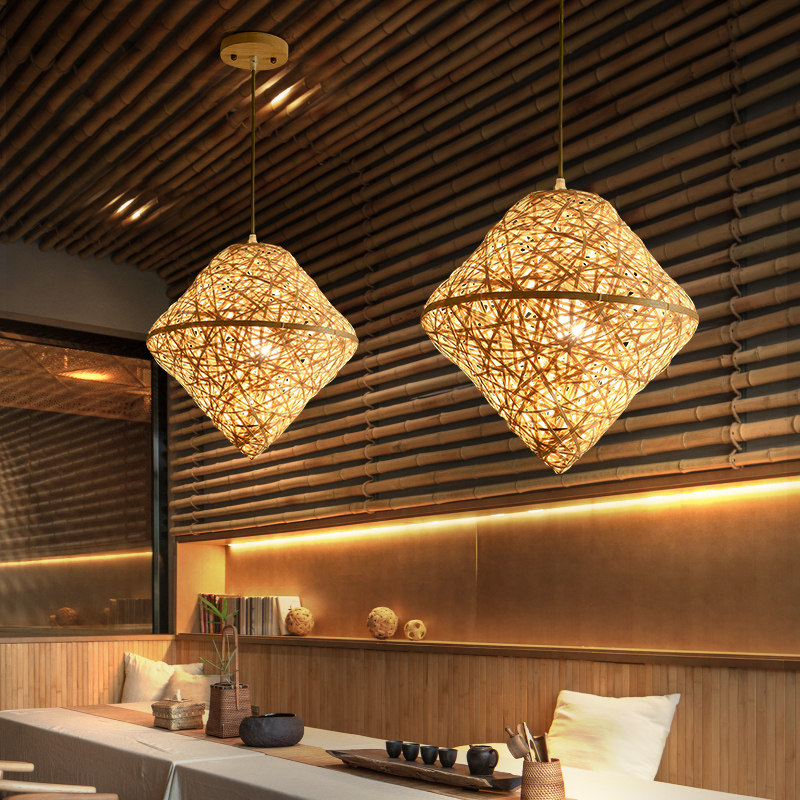 赤贫侘寂风吊灯 竹编灯笼组合三头日式中式茶室民宿个性餐厅吧台,家装灯饰光源,酒店/宴会厅/餐饮吊灯,淘宝优惠券,粉丝福利购,淘宝优惠卷