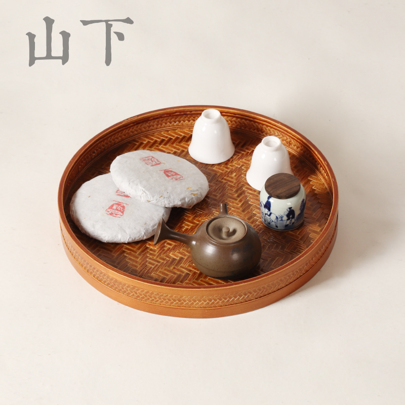 竹制奉茶盘子茶具收纳盘整理盘端茶盘席面泡茶托盘竹编茶道竹托盘