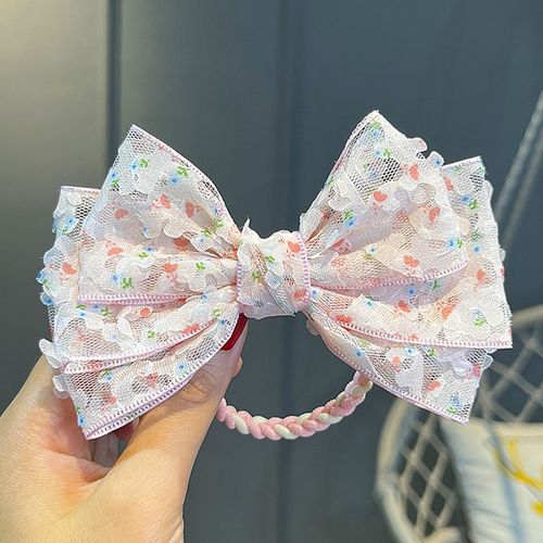 清新碎花三层蝴蝶结头饰儿童头花发绳圈洋气百搭扎辫皮筋女童发绳