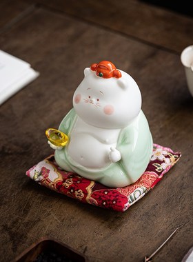 新中式创意陶瓷工艺品趣味摆件家居客厅高档办公桌装饰品生日礼品