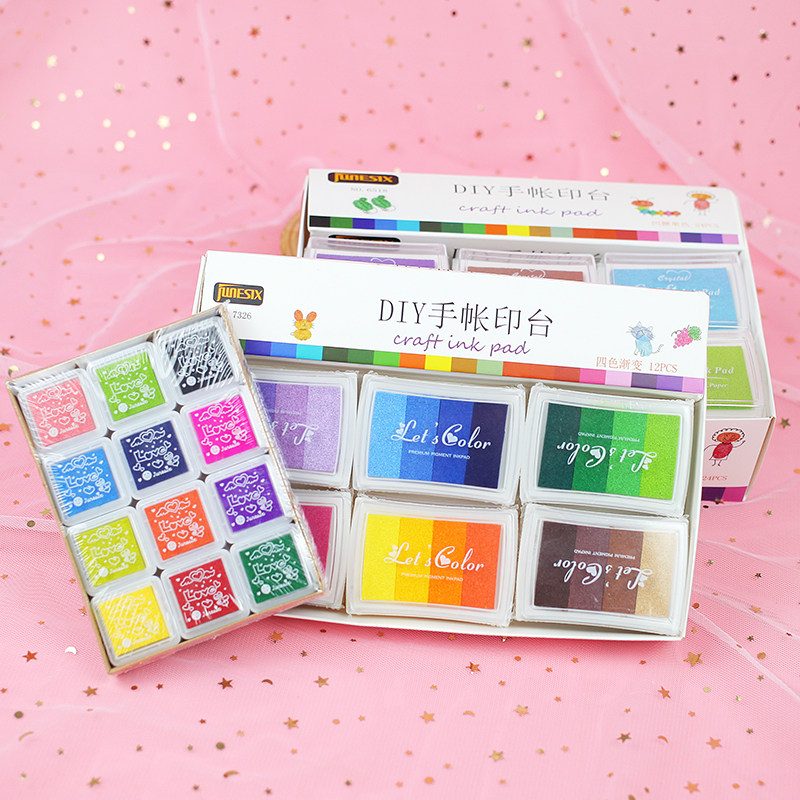 12色24色彩色印泥套装手帐海绵渐变印台手指画橡皮章手账印章伴侣,文具电教/文化用品/商务用品,淘宝优惠券,粉丝福利购,淘宝优惠卷