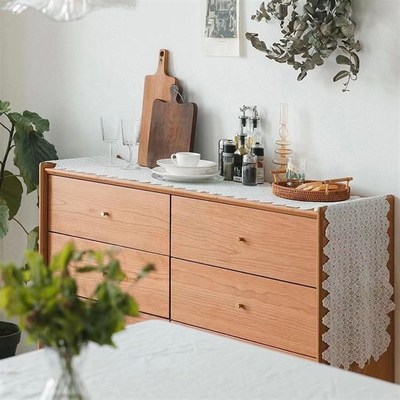 北欧斗柜卧室抽屉收纳柜实木落地置物柜边柜床头柜复古客厅电视柜