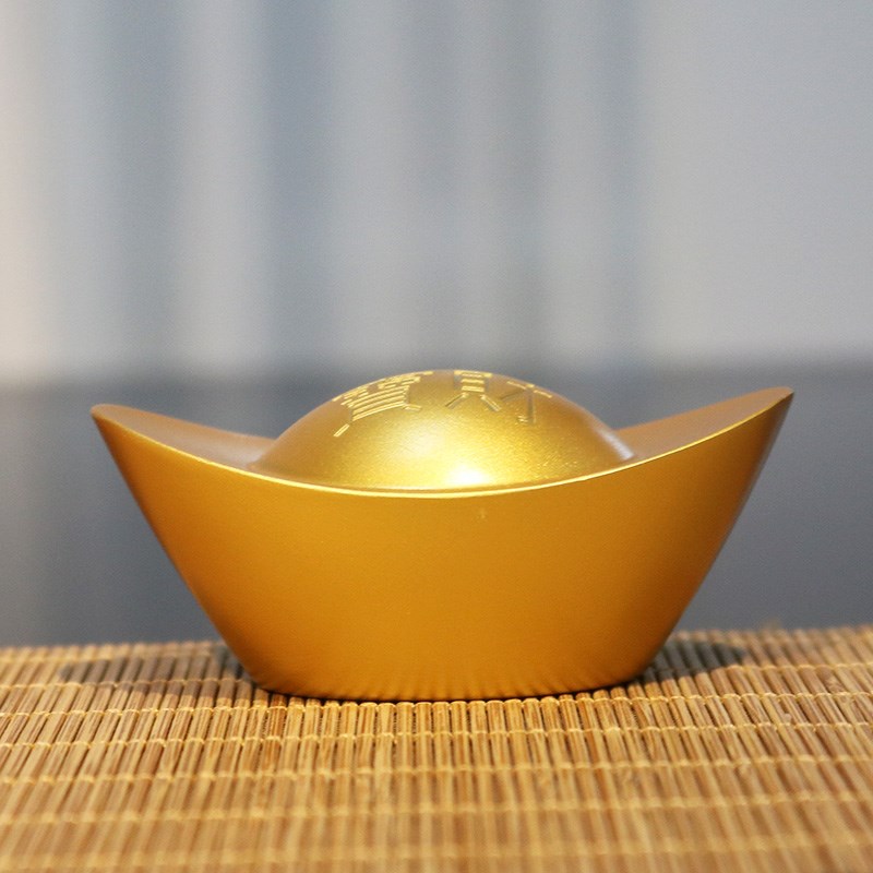 黄铜纯铜实心金元宝招财摆件车载汽车装饰品工艺品开业乔迁礼品