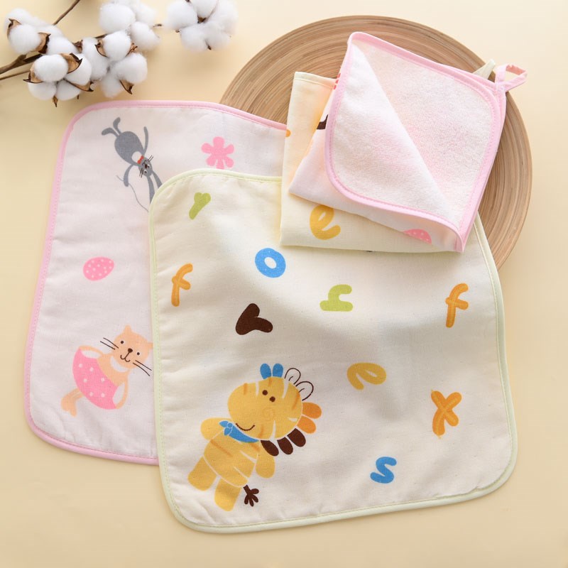 纯棉方巾全棉纱布幼儿园挂式口水巾洗脸小毛巾吸水透气成人擦手巾