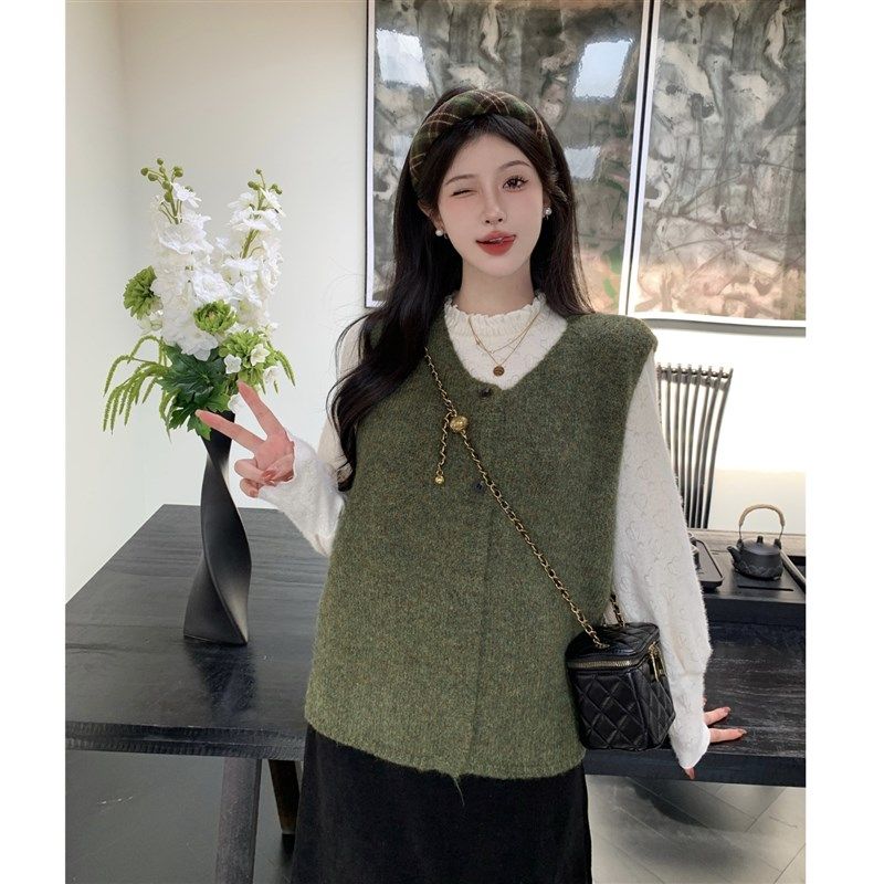 小吉家大码女装秋冬复古毛衣背心马甲设计感蕾丝打底衫半身裙套装,女装/女士精品,大码套装,淘宝优惠券,粉丝福利购,淘宝优惠卷