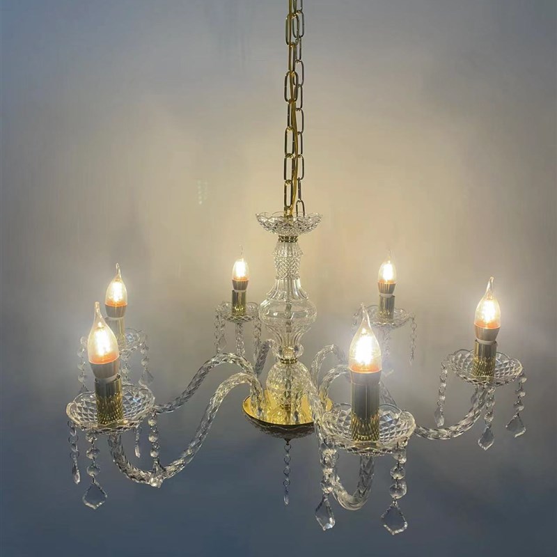 新婚庆道具发光水晶吊灯婚礼堂顶部装饰欧式亚克力多头蜡烛灯路引