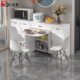 现代简约小户型餐边柜折叠餐桌一体靠墙家用多功能储物柜定制G53