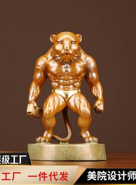 彩铜搬砖虎虎哥摆件卡通虎家居客厅电视柜办公区工艺品礼品摆设