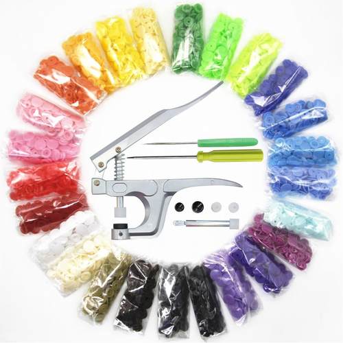 树脂四合扣24色共360套工具T5塑料环保彩色扣子暗扣宝宝纽扣