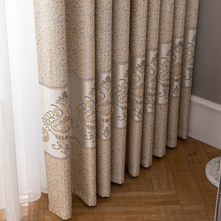 现代客厅轻奢金丝提花遮光样板房窗帘定制简约高遮光窗帘 2021新款